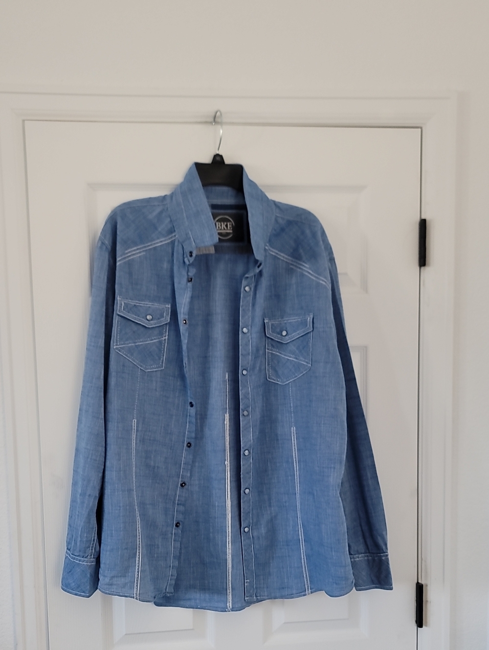 BKE Women Light Blue Denim-Style Button Down Shirt